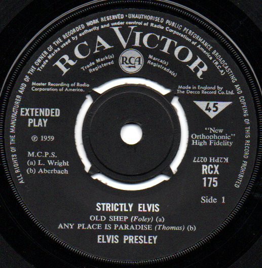 Elvis Presley - Strictly Elvis - Used Vinyl Record 7" image 1
