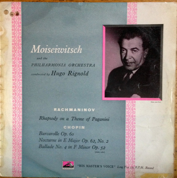 Benno Moiseiwitsch - Rachmaninoff And Chopin - Used Vinyl Record image 1