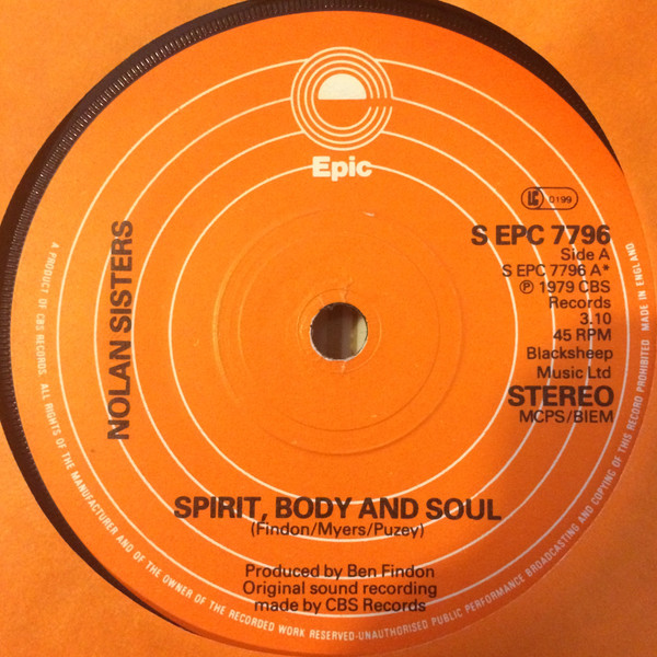 Nolans - Spirit, Body And Soul - Used Vinyl Record 7" image 1
