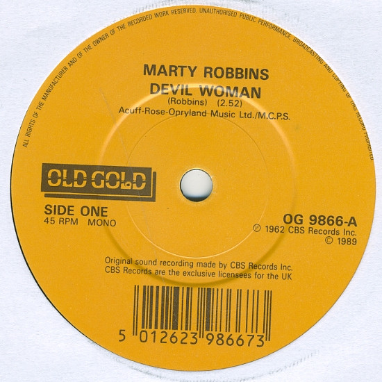 Marty Robbins - Devil Woman - Used Vinyl Record 7" image 1