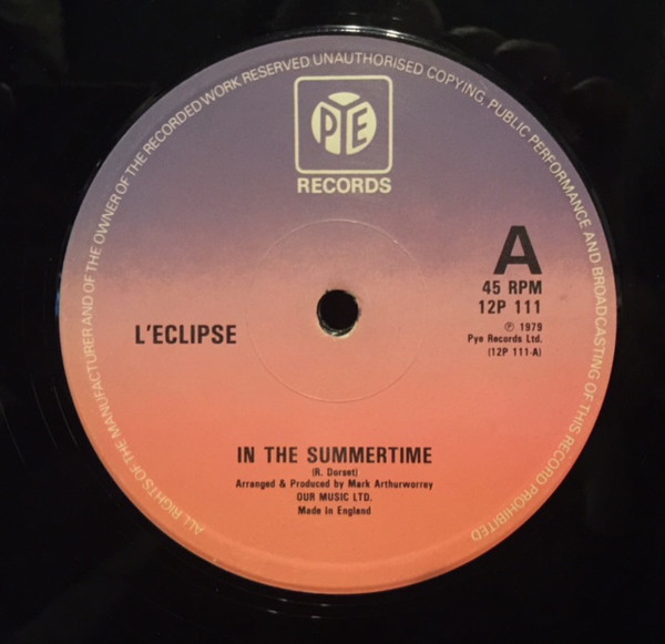 L'eclipse - In The Summertime - Used Vinyl Record 12" image 1