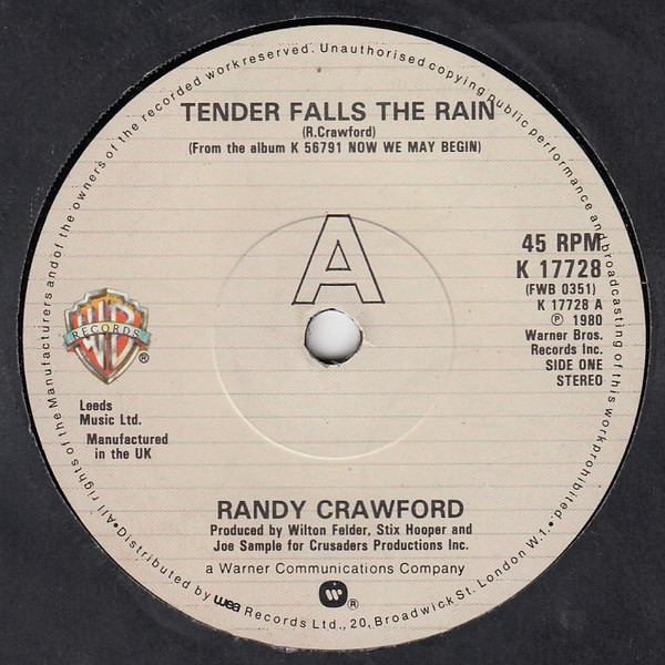 Randy Crawford - Tender Falls The Rain - Used Vinyl Record 7" image 1