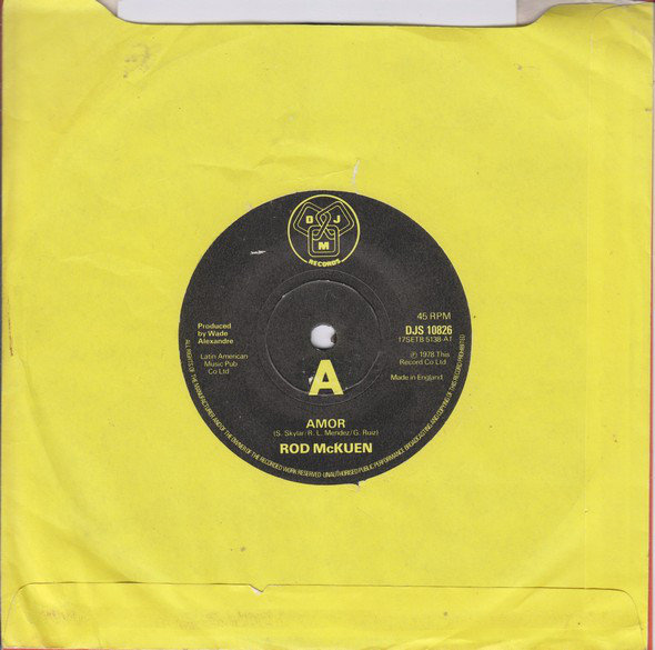 Rod McKuen - Amor - Used Vinyl Record 7" image 1