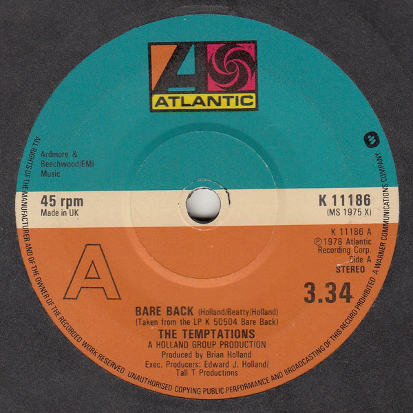 Temptations - Bare Back - Used Vinyl Record 7" image 1