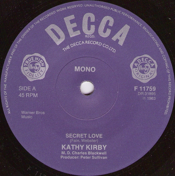 Kathy Kirby - Secret Love - Used Vinyl Record 7" image 1
