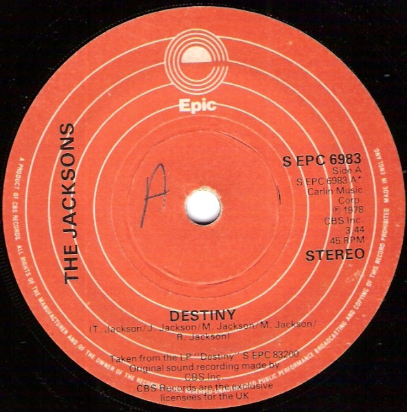 Jacksons - Destiny - Used Vinyl Record 7" image 1