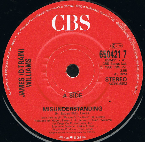 James "D-Train" Will - Misunderstanding - Used Vinyl Record 7" image 1