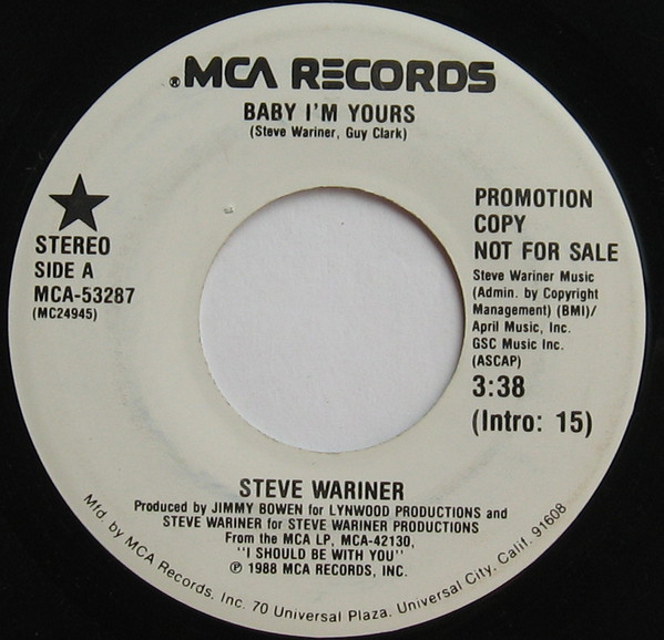 Steve Wariner - Baby I'm Yours - Used Vinyl Record 7" image 1