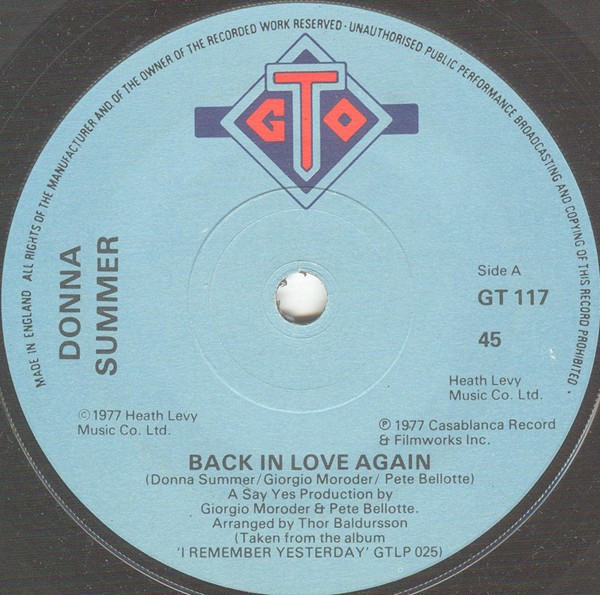 Donna Summer - Back In Love Again - Used Vinyl Record 7" image 1