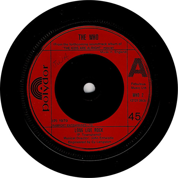 Who - Long Live Rock - Used Vinyl Record 7" image 1