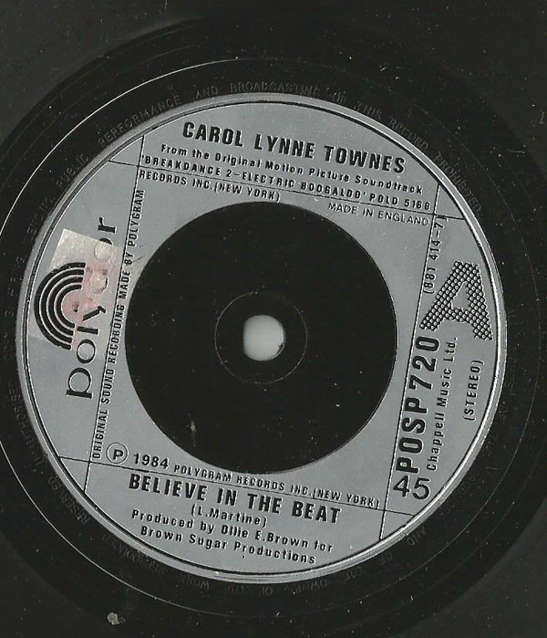 Carol Lynn Townes - Believe In The Beat - Used Vinyl Record 7" image 1