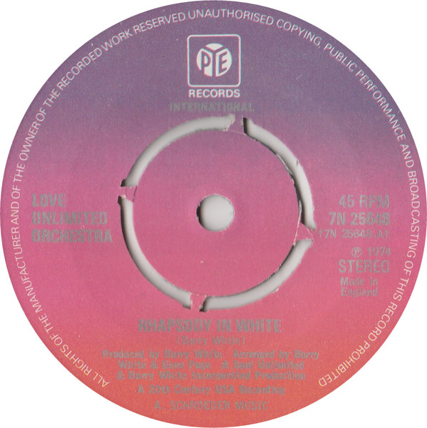 Love Unlimited Orche - Rhapsody In White - Used Vinyl Record 7" image 1