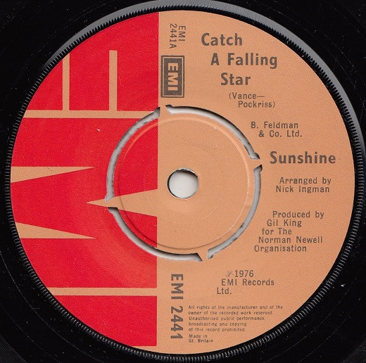 Sunshine - Catch A Falling Star - Used Vinyl Record 7" image 1