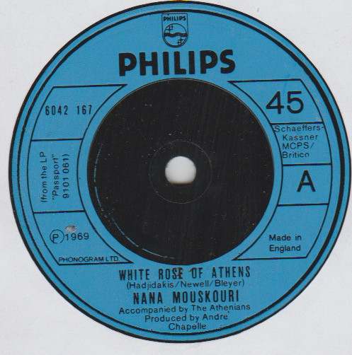 Nana Mouskouri - White Rose Of Athens - Used Vinyl Record 7" image 1