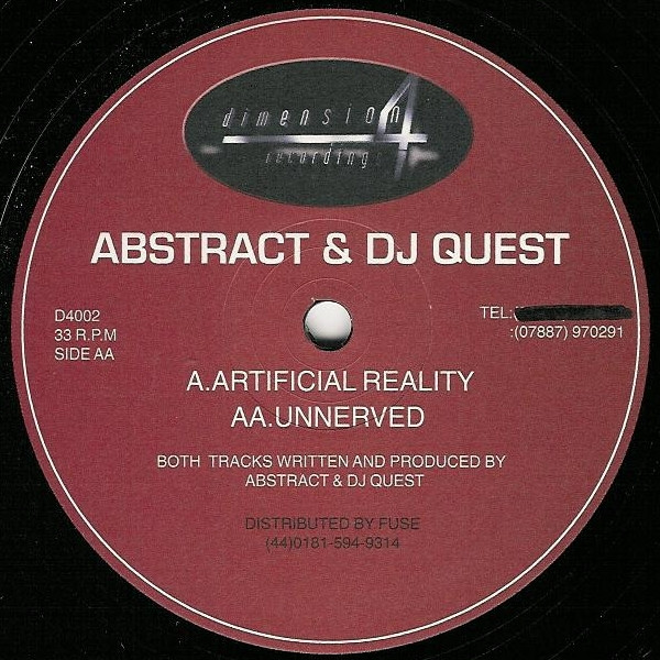 Abstract & DJ Quest - Artificial Reality / Unnerved - Used Vinyl Record image 1