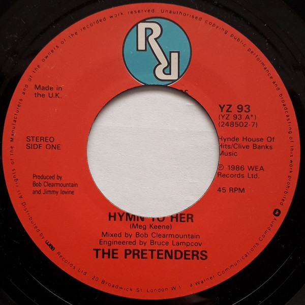 Pretenders - Hymn To Her - Used Vinyl Record 7" image 1
