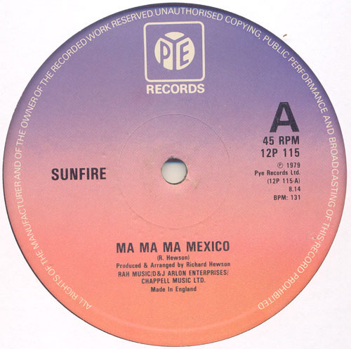Sunfire - Ma Ma Ma Mexico - Used Vinyl Record 12" image 1