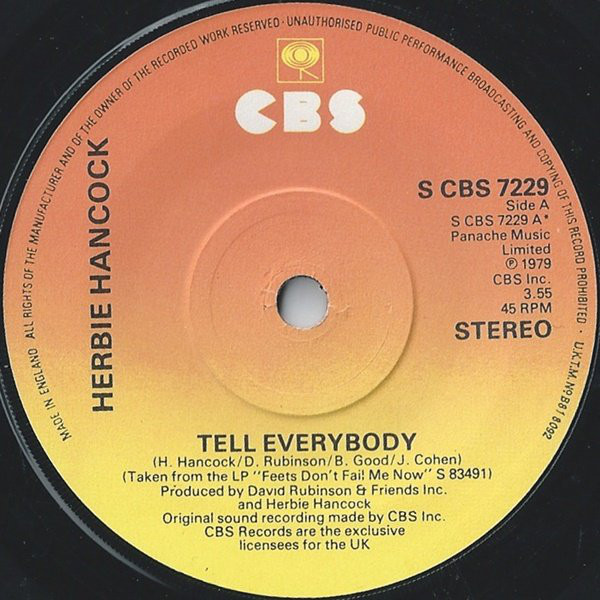 Herbie Hancock - Tell Everybody - Used Vinyl Record 7" image 1