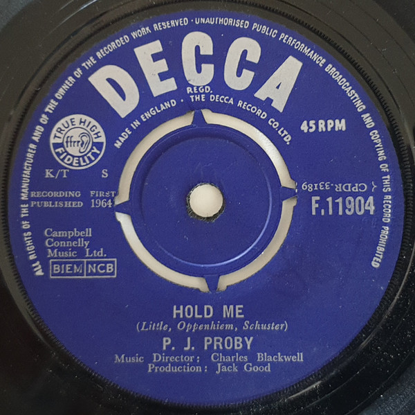 P.J. Proby - Hold Me - Used Vinyl Record 7" image 1