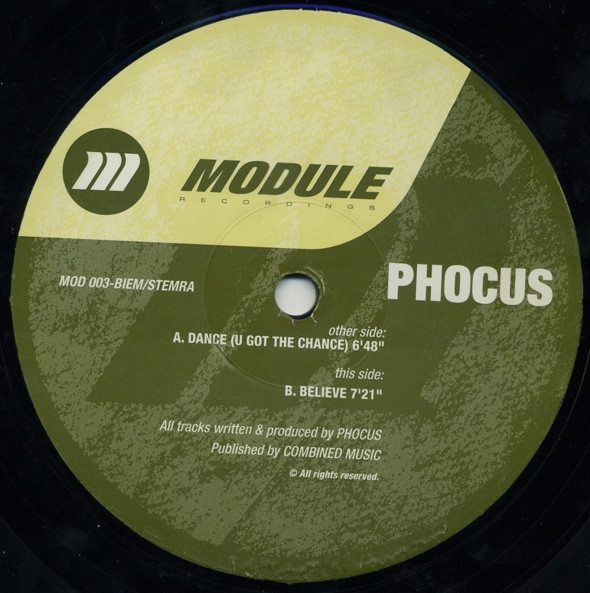Phocus - Dance (U Got The Chance) / Believe - Used Vinyl Record 12" image 1