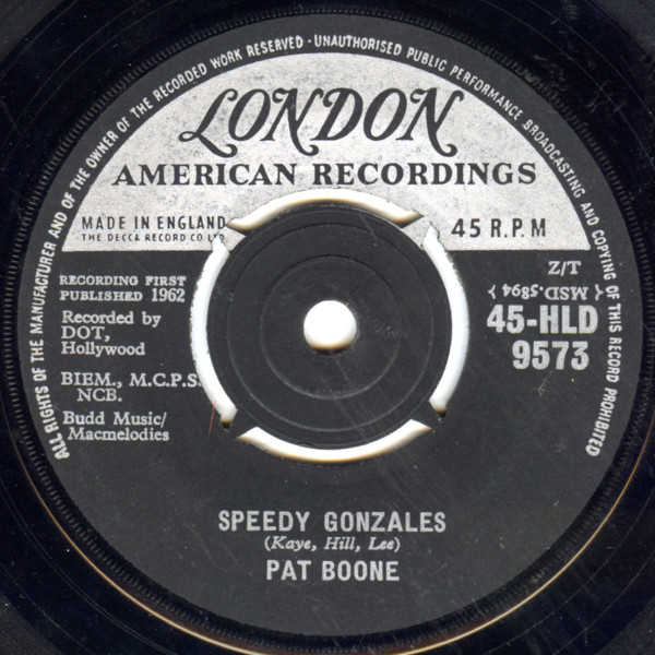 Pat Boone - Speedy Gonzales - Used Vinyl Record 7" image 1