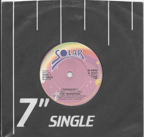 Whispers - Emergency - Used Vinyl Record 7" image 1