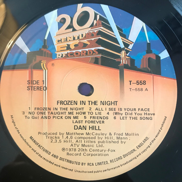 Dan Hill - Frozen In The Night - Used Vinyl Record image 1