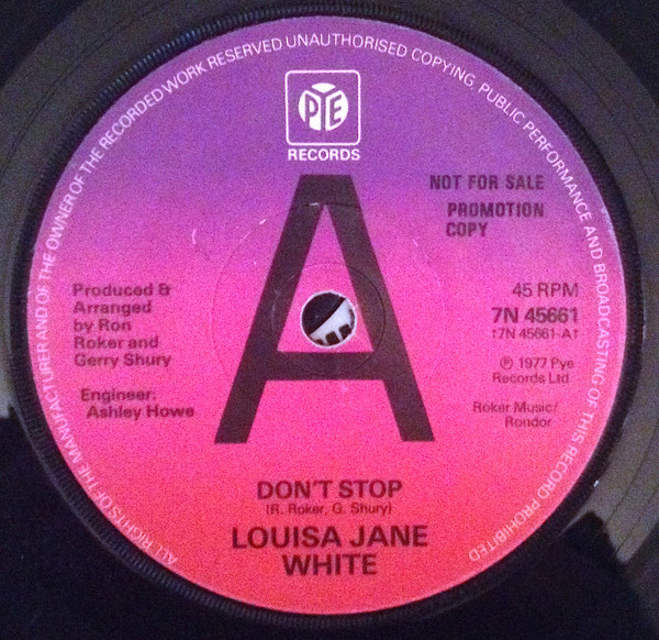 Louisa Jane White - Don't Stop / Don't Pity Me - Used Vinyl R image 1