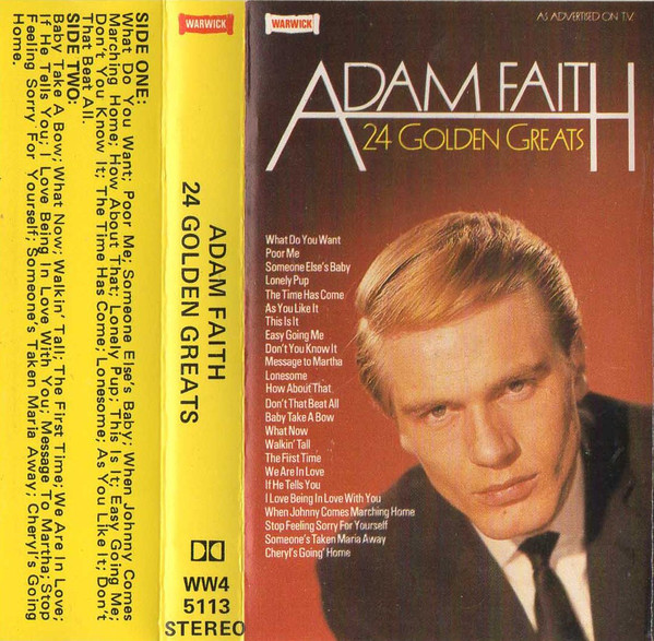 Adam Faith - 24 Golden Greats - Used Cassette image 1
