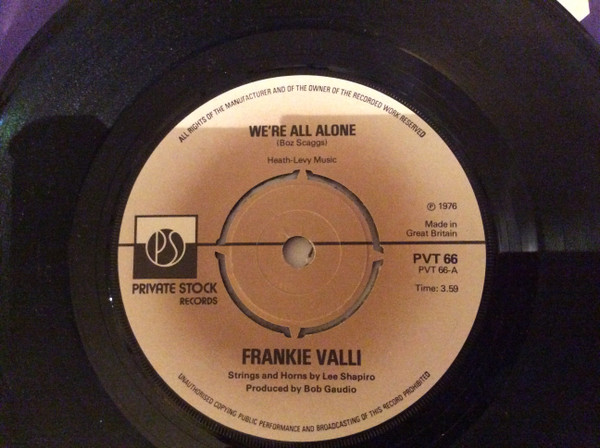 Frankie Valli - We're All Alone - Used Vinyl Record 7" image 1