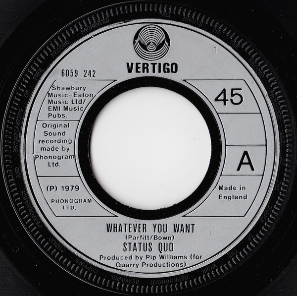 Status Quo - Whatever You Want - Used Vinyl Record 7" image 1