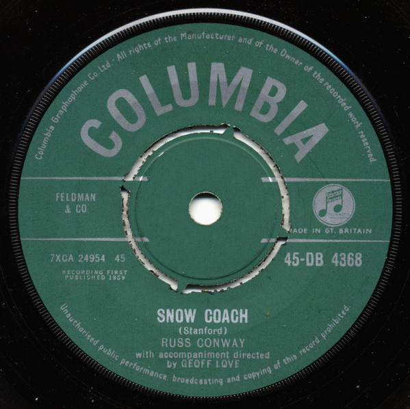 Russ Conway - Snow Coach - Used Vinyl Record 7" image 1