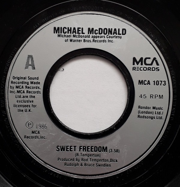 Michael McDonald - Sweet Freedom - Used Vinyl Record 7" image 1