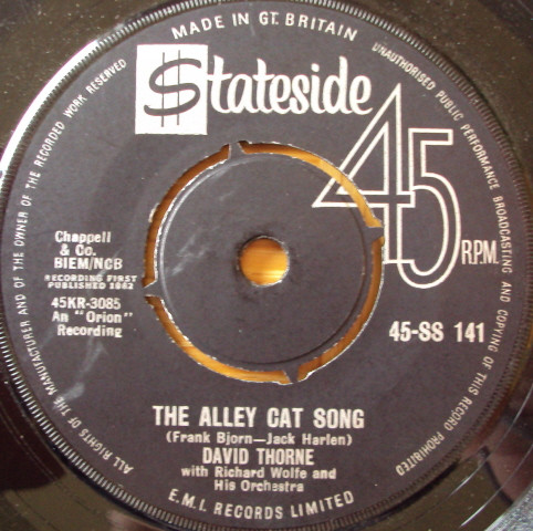 David Thorne - Alley Cat Song - Used Vinyl Record 7" image 1