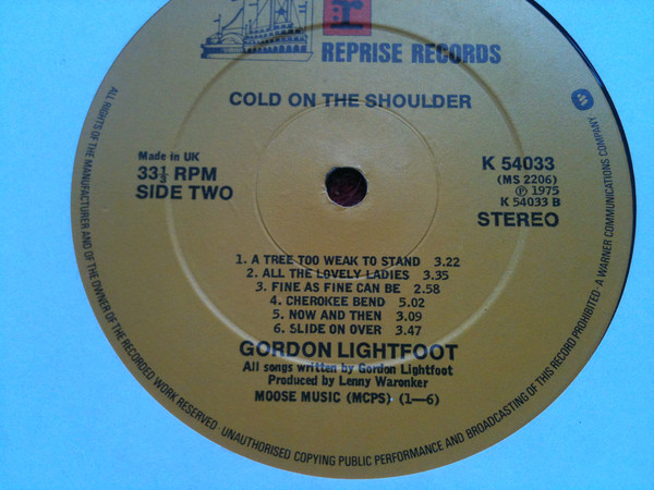 Gordon Lightfoot - Cold On The Shoulder - Used Vinyl Record image 1