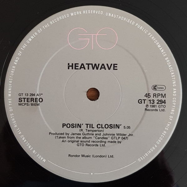 Heatwave - Posin' Til Closin' - Used Vinyl Record 12" image 1