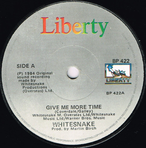Whitesnake - Give Me More Time - Used Vinyl Record 7" image 1