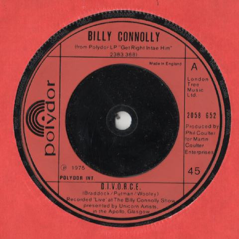 Billy Connolly - D.I.V.O.R.C.E. - Used Vinyl Record 7" image 1