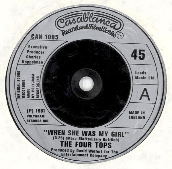 Four Tops - When She Was My Girl - Used Vinyl Record 7" image 1