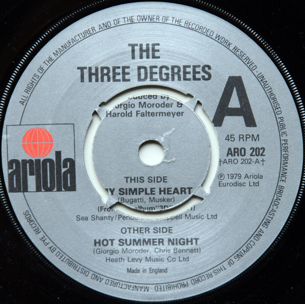 Three Degrees - My Simple Heart - Used Vinyl Record 7" image 1