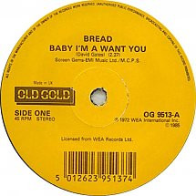 Bread - Baby I'm A Want You / If - Used Vinyl Record 7" image 1