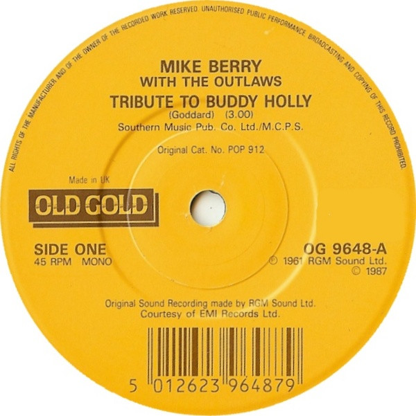 Mike Berry - Tribute To Buddy Holly / Look For A Star - Used Vinyl Re image 1