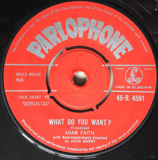 Adam Faith - What Do You Want? - Used Vinyl Record 7" image 1