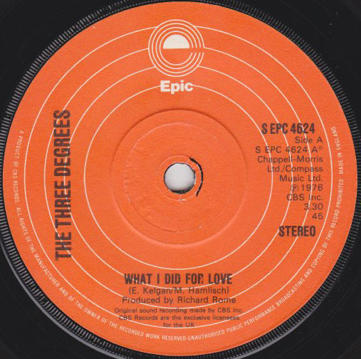 Three Degrees - What I Did For Love - Used Vinyl Record 7" image 1