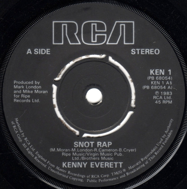 Kenny Everett - Snot Rap - Used Vinyl Record 7" image 1