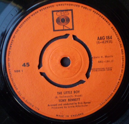 Tony Bennett - Little Boy - Used Vinyl Record 45 RPM image 1
