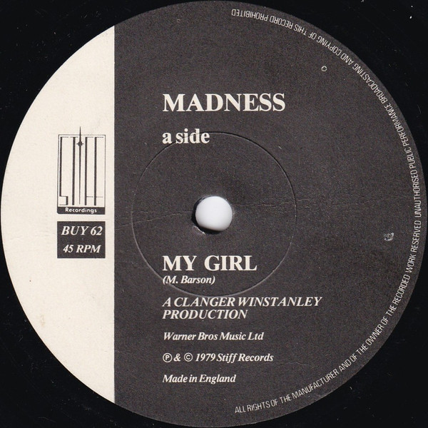 Madness - My Girl - Used Vinyl Record 7" image 1