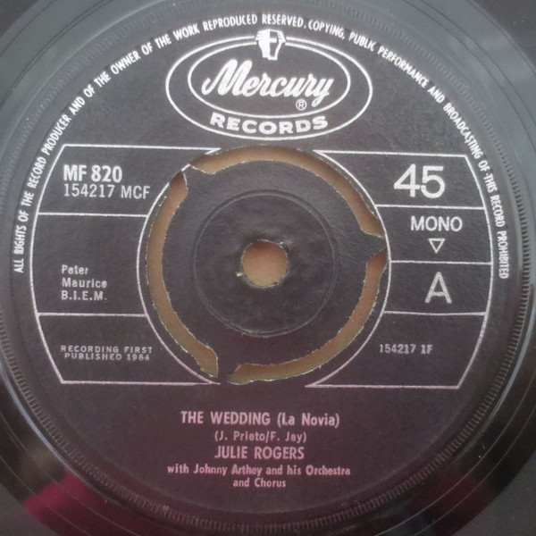 Julie Rogers - Wedding (La Novia) - Used Vinyl Record 7" image 1