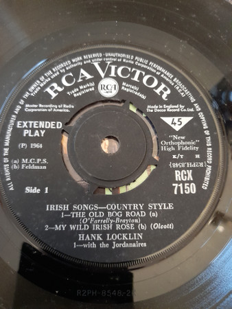 Hank Locklin - Irish Songs, Country Style - Used Vinyl Record 7" image 1