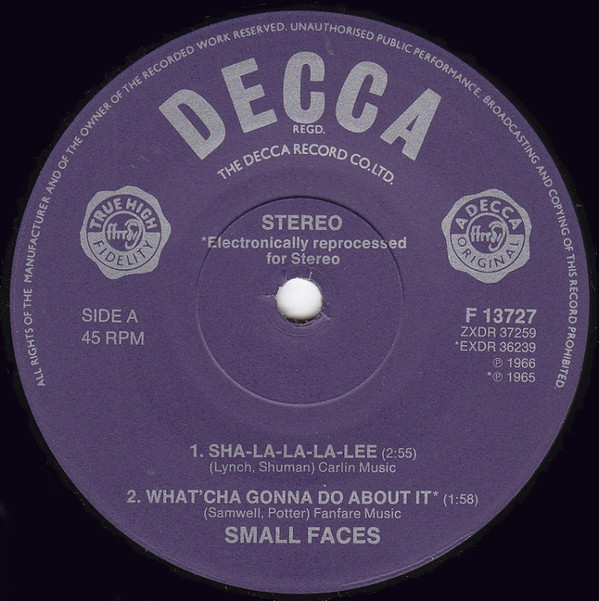 Sha-La-La-La-Lee / What'cha Gonna Do About It / All Or Nothing